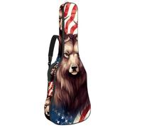Beau sac étanche pour guitare acoustique 40 / 41 / 42 pouces, rangement efficace, protection améliorée, drapeau américain animaux, multicolore, 42.9x16.9x4.7 in, Sac pour guitare