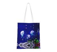 Beau sac fourre-tout en toile avec motif imprimé sur toute la surface, grand sac fourre-tout réutilisable avec double poignée, sac de plage, sac de week-end