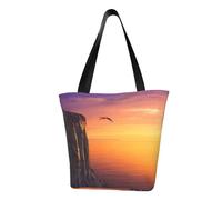 Beau sac fourre-tout en toile avec motif imprimé sur toute la surface, grand sac fourre-tout réutilisable avec double poignée, sac de plage, sac de week-end