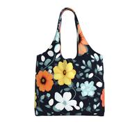 Beau sac fourre-tout en toile imprimé fleurs colorées sac fourre-tout mode femme sac fourre-tout léger
