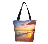 Beau sac fourre-tout tropical lever de soleil sur la plage pour femme avec poignée sur le dessus, grand sac besace à bandoulière, sac à main décontracté, sac de courses esthétique, sac d'épicerie, sac