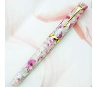 Beau stylo plume en résine acrylique à pointe fine, bordure dorée en marbre Sakura rose avec étui pour stylo