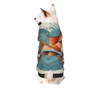 Beau sweat à capuche chaud imprimé poisson pour petits chiens, doux et respirant, facile à porter pour l'hiver et l'automne, pull à capuche pour temps froid