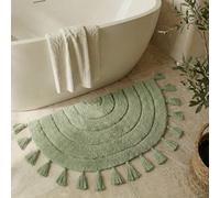 Beau Tapis bohème avec Pompons pour Votre Salle de Bain - Tapis Doux en Demi-Cercle 100% Coton Qui s'intègre Parfaitement à Votre Maison - Un Joli Tapis antidérapant et Absorbant au Crochet idéal