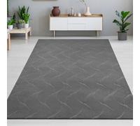 Beau tapis chaud avec d'élégants motifs ondulés en anthraci
