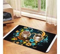 Beau tapis d'alimentation en forme de mandala pour animal domestique - Imperméable et antidérapant - Pas de taches - Séchage rapide - Distributeur d'eau pour chien