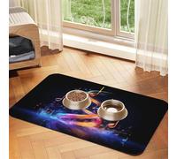 Beau tapis d'alimentation pour animaux de compagnie avec personnages musicaux - Tapis réutilisable et portable pour chiens et chats, tapis de nourriture pour chien et chat, protège les sols,