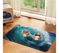 Beau tapis d'alimentation pour animaux de compagnie motif vagues de l'océan pour nourriture et bol d'eau pour chiens, tapis distributeur d'eau pour chiens, accessoires pour chiens