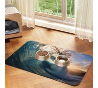 Beau tapis d'alimentation pour animaux de compagnie motif vagues de l'océan pour nourriture et bol d'eau pour chiens, tapis distributeur d'eau pour chiens, accessoires pour chiens