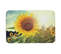 Beau tapis de bain en forme de diatomée de tournesol absorbant l'humidité et la saleté, paillasson avec dos en caoutchouc antidérapant, tapis de sol adapté sous la porte, pour sol de salle de bain
