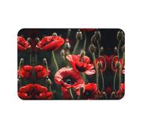 Beau tapis de cuisine antidérapant motif coquelicot rouge imprimé diatomée pour cuisine, salle de bain, douche, paillasson