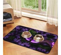 Beau tapis de nourriture pour animaux de compagnie imprimé papillon violet absorbant antidérapant en cuir PU tapis d'alimentation pour chiens chats Pet Bowl set de table