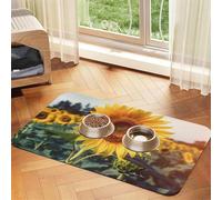 Beau tapis de nourriture pour chien, motif tournesol, tapis d'alimentation absorbant pour gamelles d'eau et de nourriture, tapis de placement antidérapant pour sols, imperméable, séchage rapide, pour