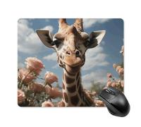 Beau tapis de souris carré girafe portable avec base en caoutchouc antidérapant 18 x 22 cm tapis de souris de jeu ultra fin pour ordinateur portable accessoires de bureau