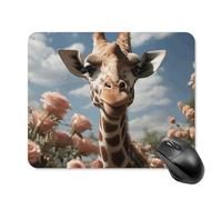 Beau tapis de souris carré girafe portable avec base en caoutchouc antidérapant 20 x 25 cm, tapis de souris de jeu ultra fin pour ordinateur portable, accessoires de bureau