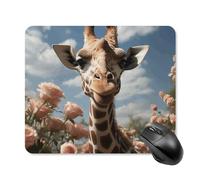 Beau tapis de souris carré girafe portable avec base en caoutchouc antidérapant 25 x 30 cm, tapis de souris de jeu ultra fin pour ordinateur portable, accessoires de bureau