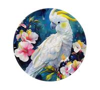 Beau tapis de souris de jeu imprimé cacatoès oiseau fleur 2 pièces, base en caoutchouc antidérapant rond pour ordinateur portable, tapis de souris pour gamer, bureau, maison
