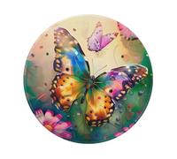 Beau tapis de souris de jeu imprimé papillon 2 pièces, base en caoutchouc antidérapant rond pour ordinateur portable, tapis de souris pour gamer, bureau, maison