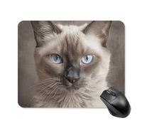 Beau tapis de souris en forme de chat siamois avec bords cousus, tapis de souris lavable de qualité supérieure, tapis de souris en caoutchouc antidérapant, design parfait pour les jeux, ordinateur