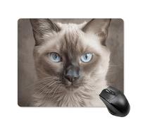 Beau tapis de souris en forme de chat siamois avec bords cousus, tapis de souris lavable de qualité supérieure, tapis de souris en caoutchouc antidérapant, design parfait pour les jeux, ordinateur
