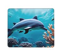 Beau tapis de souris rectangulaire avec imprimé dauphins du monde sous-marin, pour ordinateur, antidérapant, 25,4 x 30,5 cm, 20,9 x 24,1 cm