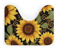 Beau tapis de toilette en forme de U en forme de tournesol - Ultra doux et super absorbant avec dos antidérapant, séchage rapide, lavable pour la plupart des salles de bains