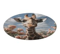 Beau tapis rond doux et absorbant avec motif girafe et antidérapant, pour chambre à coucher, salon, décoration d'intérieur - 80 x 80 cm