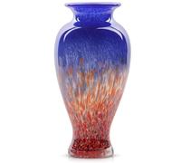 Beau vase en verre soufflé à la main de 30 cm de haut, décoration d'intérieur colorée à large goulot pour cheminée, centre de table, entrée, salon