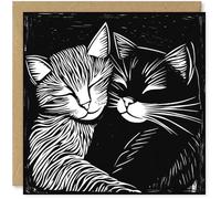 Beau Willows Carte d'anniversaire avec chat noir et blanc - Carte d'anniversaire de mariage - Carte pour meilleure amie - Carte d'amitié féminine