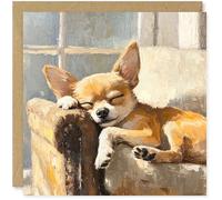 Beau Willows Carte d'anniversaire Chihuahua de la part du chien - Adorable carte de chien endormi pour chien, maman, papa, épouse, mari, petite amie, petit ami