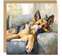 Beau Willows Carte d'anniversaire de la part du chien berger allemand - Adorable carte de chien endormi pour chien, maman, papa, épouse, mari, petite amie, petit ami