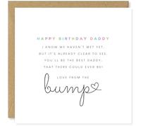 Beau Willows Carte d'anniversaire en forme de cœur avec inscription « Happy Birthday Daddy Love From The Bump » pour maman enceinte, fille, fils, bébé, nouveau-né
