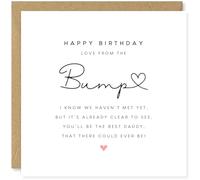 Beau Willows Carte d'anniversaire en forme de cœur avec inscription « Happy Birthday From The Bump To The Daddy To Be » - Carte de vœux pour nouveau-né