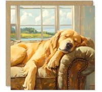 Beau Willows Carte d'anniversaire Golden Retriever de la part du chien - Adorable carte de chien endormi pour chien, maman, papa, épouse, mari, petite amie, petit ami