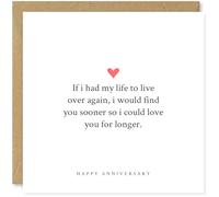 Beau Willows Carte d'anniversaire « I Would Find You Sooner So I Could Love You For Longer » - Carte d'anniversaire pour mari, épouse, partenaire, petit ami, petite amie, pour lui ou elle
