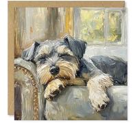 Beau Willows Carte d'anniversaire Schnauzer miniature du chien - Adorable carte de chien endormi pour chien, maman, papa, épouse, mari, petite amie, petit ami