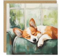 Beau Willows Carte d'anniversaire Welsh Corgi du chien - Adorable carte de chien endormi pour chien, maman, papa, épouse, mari, petite amie, petit ami