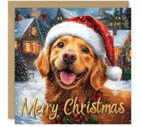 Beau Willows Carte de Noël du chien - Golden Retriever Merry Christmas to Dog Mum and Dog Dad