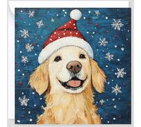 Beau Willows Carte de Noël Golden Retriever - Merry Christmas to Dog Mum and Dog Dad - Carte de Noël du chien à la famille et aux amis Premier Noël