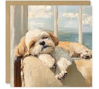 Beau Willows Shih Tzu Carte d'anniversaire du chien - Adorable carte de chien endormi pour chien, maman, papa, épouse, mari, petite amie, petit ami