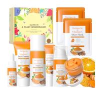 BeauBase Kit Soin Visage Curcuma Vitamine C 8 Pcs | Coffret Cadeau Femme | Routine Hydratante Éclat | Skincare Beauty Gift Set avec Nettoyant Crème Sérum