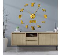 Beauce Shepherd Grande horloge murale silencieuse à quartz sans cadre à suspendre Motif chien Bas Rouge Doré 119,4 cm