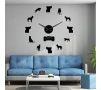 Beauce Shepherd Grande horloge murale silencieuse à quartz sans cadre à suspendre Motif chien Bas Rouge Noir 94 cm
