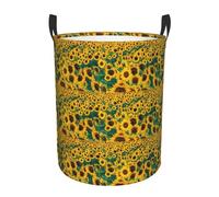 Beaucoup de beaux paniers imprimés tournesols avec poignées circulaires pour un déplacement facile Panier à vêtements sales personnalisé Rangement simple