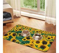Beaucoup de Beaux tournesols,Tapis d'alimentation pour Animaux de Compagnie, Sets de Table en Cuir PU pour Chats et Chiens,40x60cm