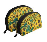 Beaucoup de Beaux tournesols, Trousse de Maquillage Coquille Femme Petit Porte-Monnaie Trousse de Toilette Trousse à cosmétiques 2 pièces