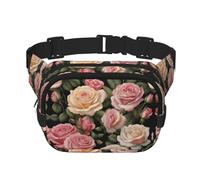Beaucoup de belles roses imprimées sac banane sac banane unisexe tendance sac messager sac de voyage sac de rangement sport