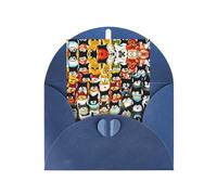 Beaucoup de cartes avec impression de chat de dessin animé avec enveloppes, boucle d'amour verticale vierge, emballage en papier perlé