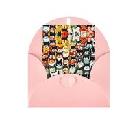 Beaucoup de cartes avec impression de chat de dessin animé avec enveloppes, boucle d'amour verticale vierge, emballage en papier perlé