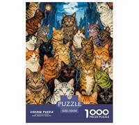 Beaucoup de Chats Puzzle 1000 pièces - Challenge Zen pour Adultes, Carton Recyclé, Idée Cadeau Originale, Poster Inclus, 70x50cm/1000pcs